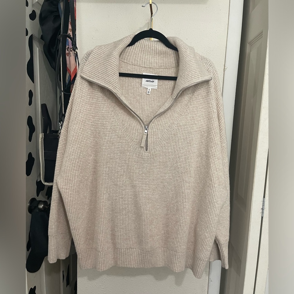 AERIE Quarter Zip Sweater
